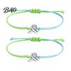 Braided Rope Wristband 2 Pcs Breast Cancer Awareness Bracelets, Adjustable String Jewelry Bracelets with Ribbon Charm, Inspirational Gifts for