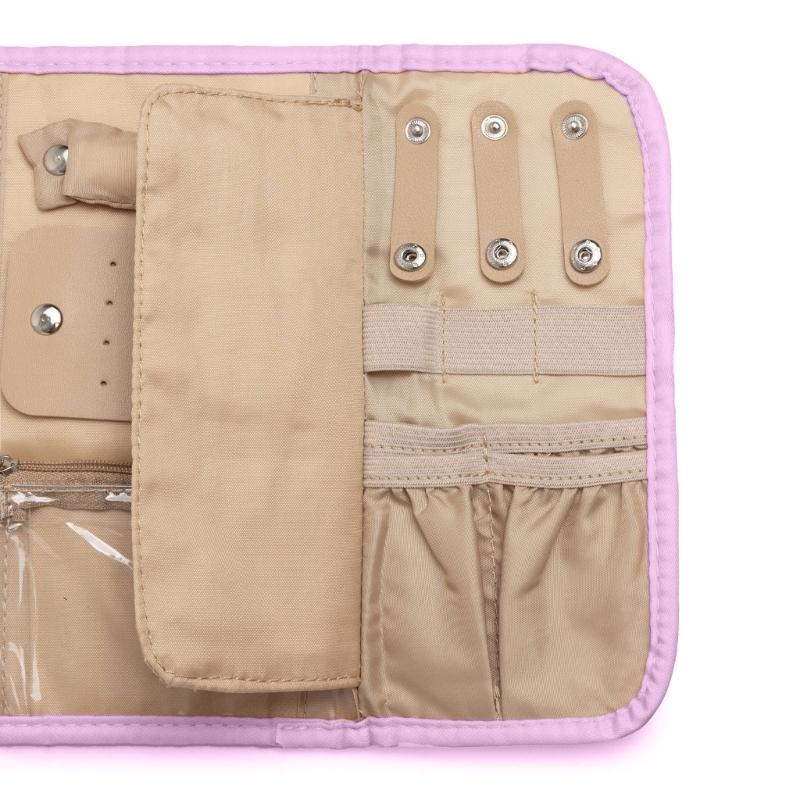 Schmuck-Reiseorganizer aus Polyester, rollbar, mehrlagig, Fächer für Ohrringe, Halsketten und Armbänder, für Zuhause und unterwegs