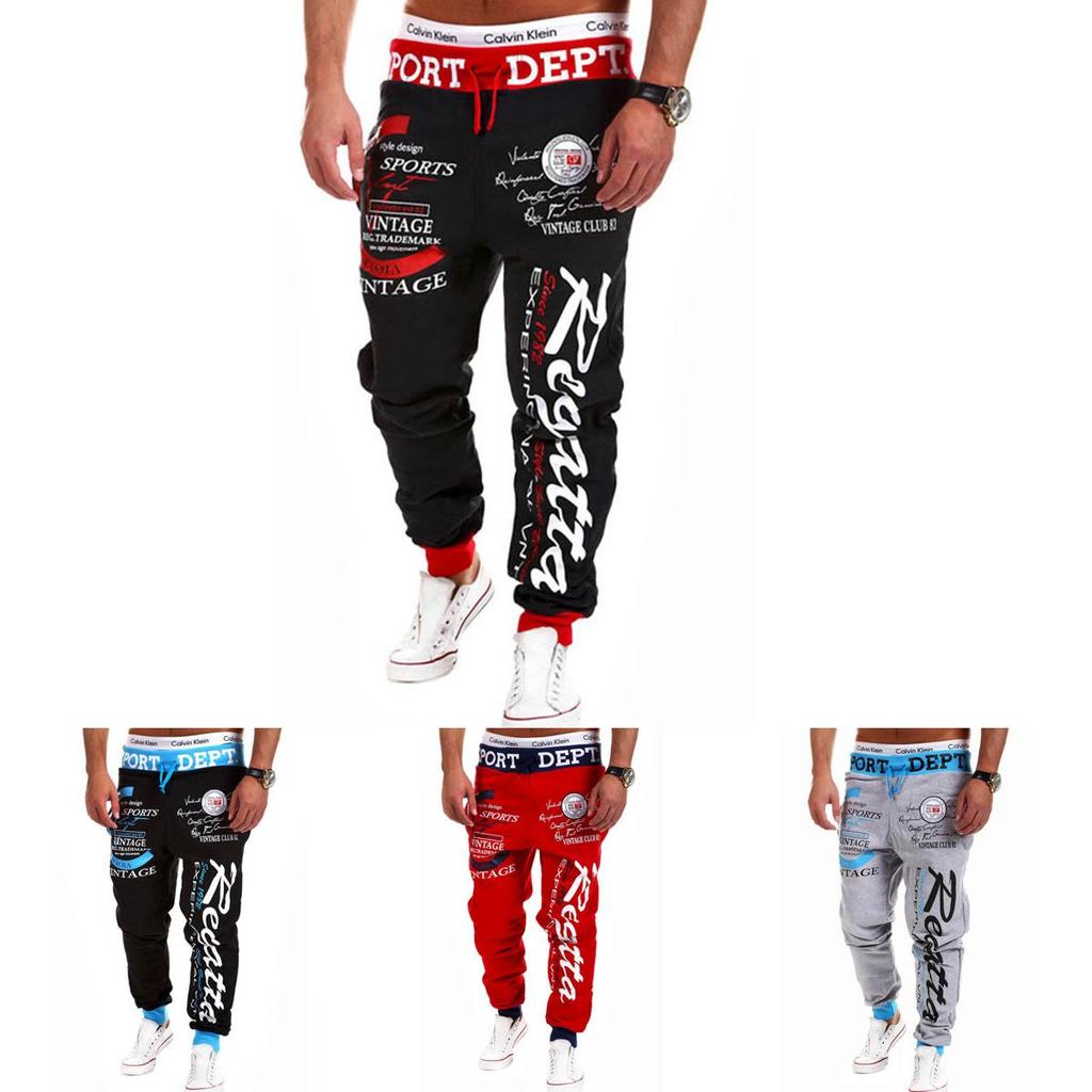 Classic Men's Letter Sport Sweat Pants Jogging Jogger Trousers Tracksuit Bottoms With Stylish Drop Crotch Design