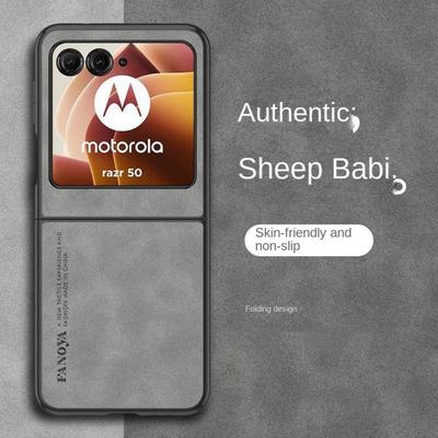Funda de piel sintética de cordero de lujo para Motorola Razr 50 Ultra Moto Razr50 50 Ultra Razr 40 2023 Funda de plástico duro a prueba de golpes para teléfono