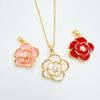 Camellia French-Style Pendant Necklace in Gold-Plated Copper for Women