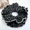 Women's Retro Black Floral Lace and Polka Dot Scrunchie Hair Accessories
