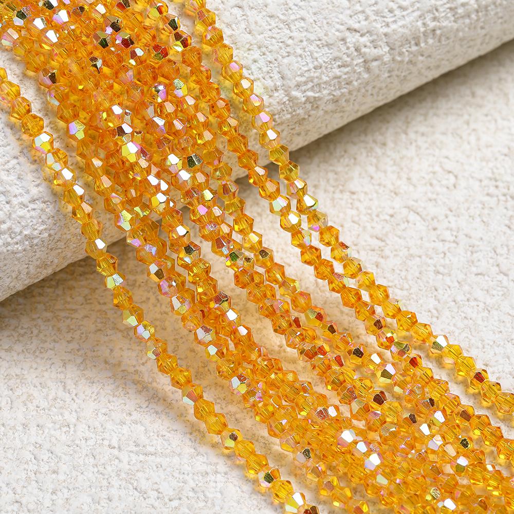 1 Strip 4mm Shiny Crystal Beads Bicone Beads 80pcs Glass Beads Loose Spacer Beads for Bracelet DIY Jewelry Making