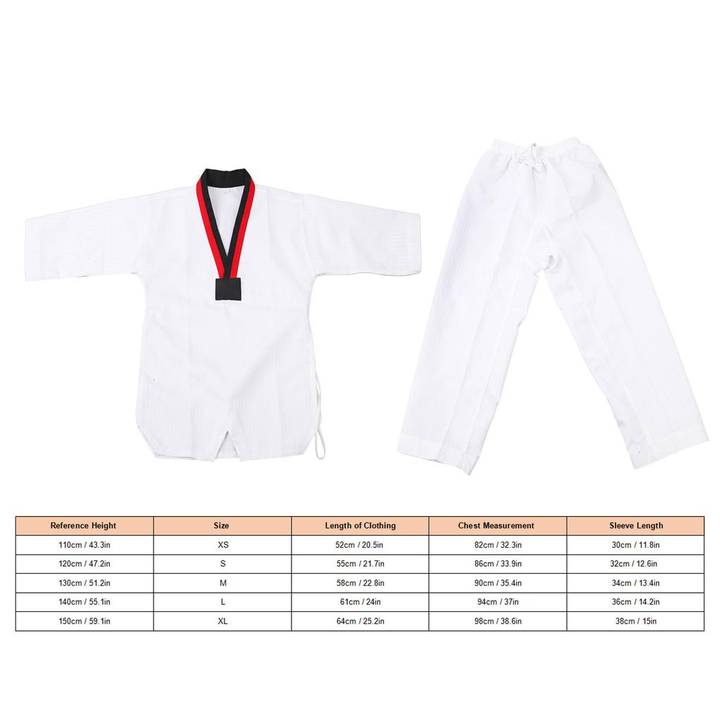 Taekwondo Uniform Striped Model Polyester Cotton with Belt Martial Arts Training Clothes for Beginner Athletes Practice XS