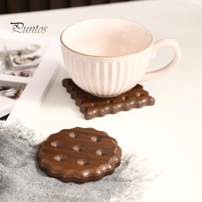 Wooden Coaster Lotus Root Slices Cookies Flowers Table Coaster Versatile Insulation Pad for Home Decoration