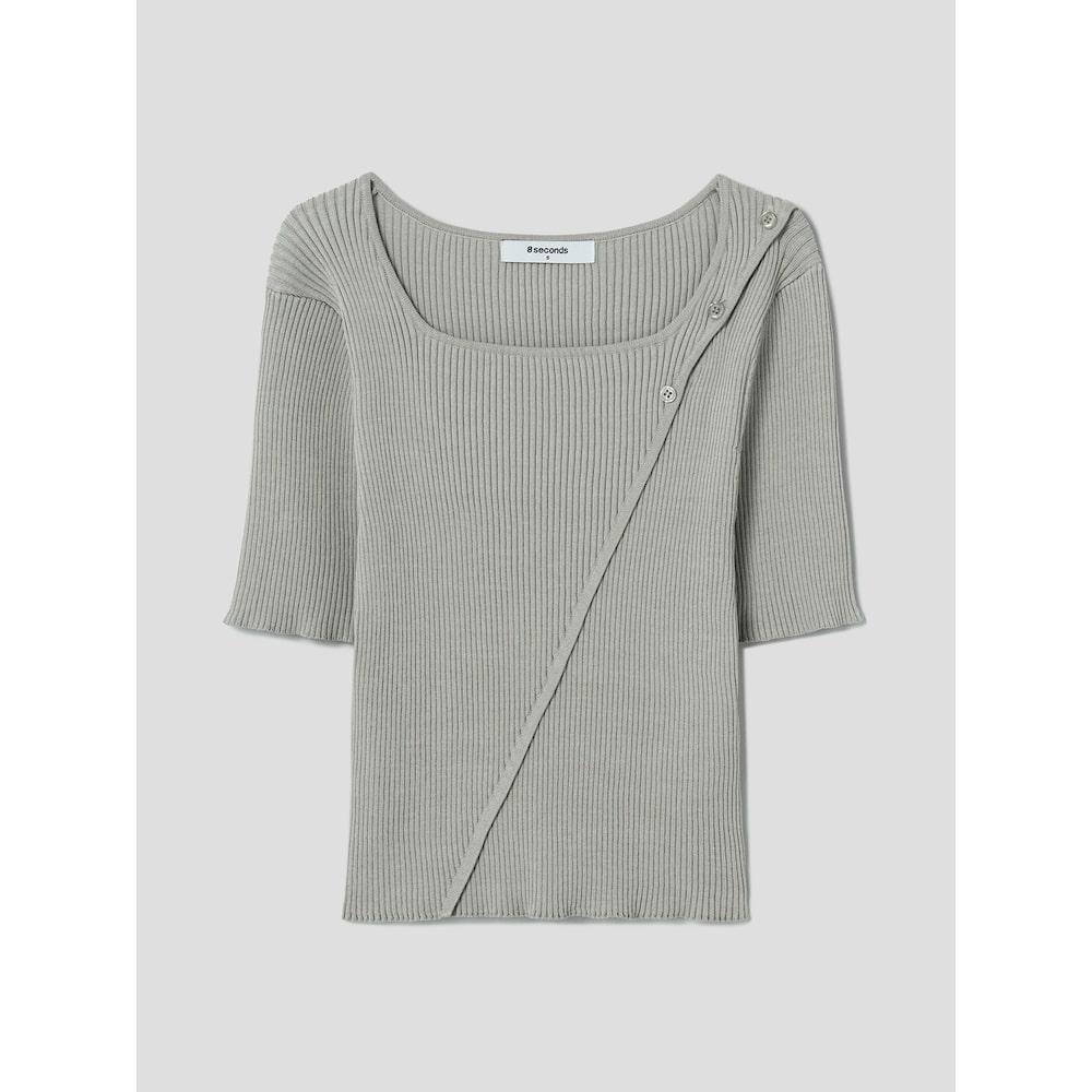 8SECONDS Diagonal Button-Up Pullover Khaki