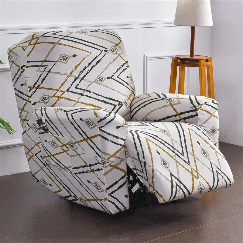Geometric Recliner Sofa Cover Stretch Spandex Armchair Slipcovers Relax Lazy Boy Chair Covers Furniture Protector Funda Sillon