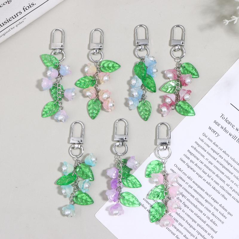 Y2K Aesthetics Lily Of The Valley Keychain Exquisite Flower Keyring Bag Pendant Sweet Girly Phone Lanyard Holiday Gifts