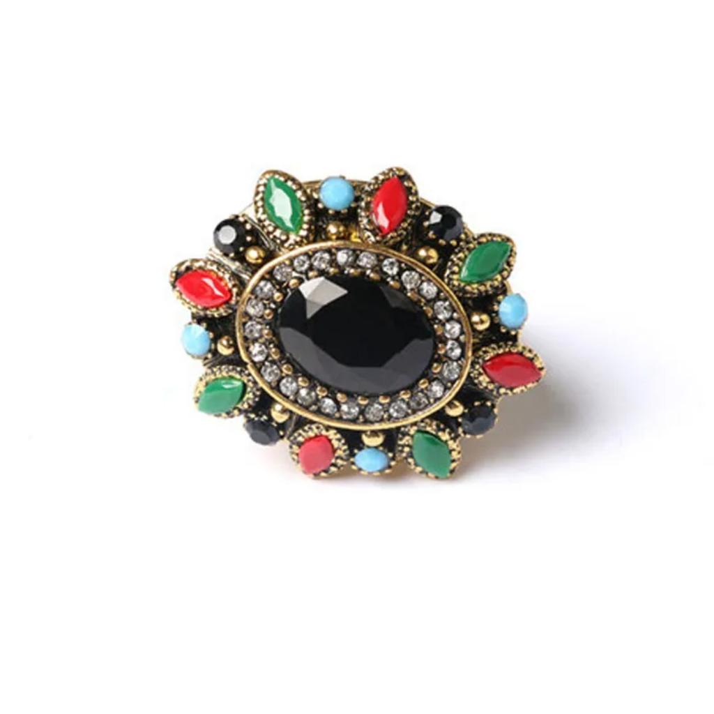Crystal Rings for Women Vintage Flower Rings Gold Color Punk Rock Party Gift Ring