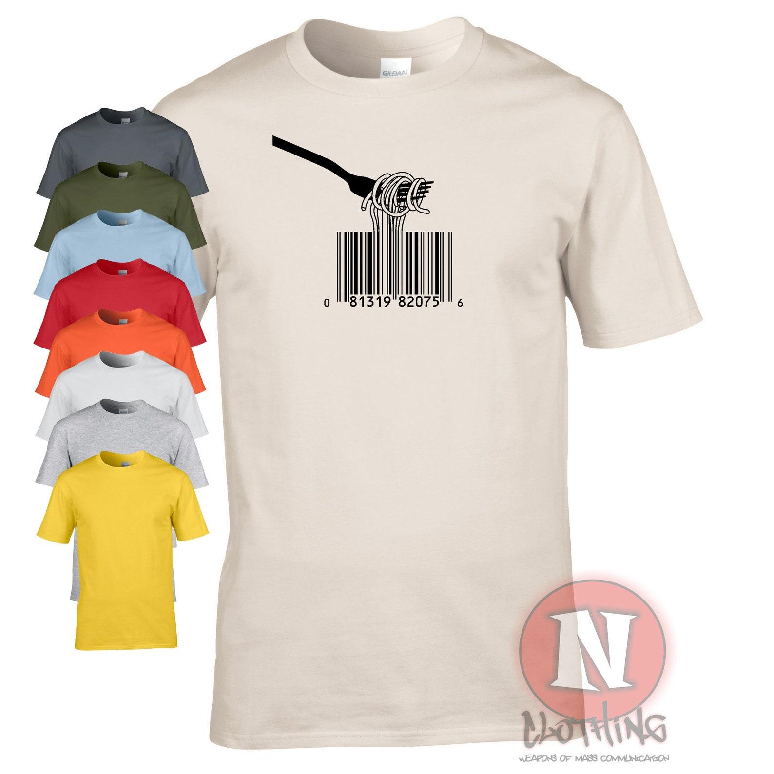 Spaghetti barcode T-Shirt for pasta lovers. Street art meets Italian cuisine 4XL