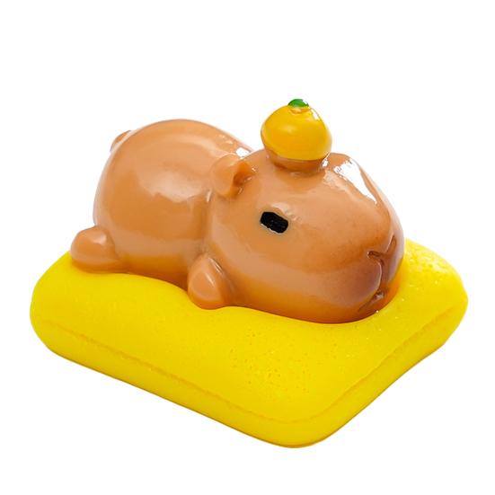 3 Pcs Mini Sleeping Animal on Pad Figurines Cute Miniature Kitten Panda Elephant Capybara Sculpture for DIY Crafts Dollhouse Car Interior Office Desk
