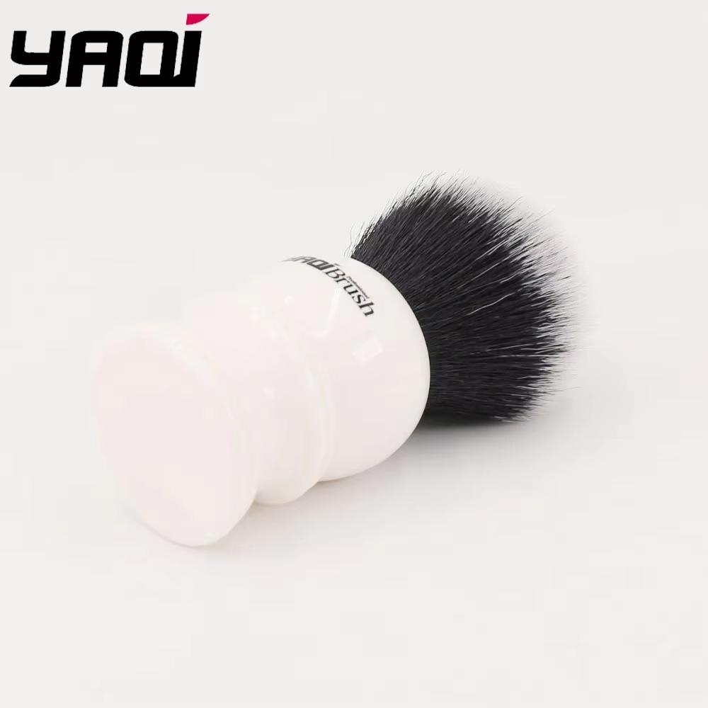 Yaqi 30mm Large Size Knot White Resin Handle Synthetic Hair Tuxedo Knot Men Shaving Brush Travel Shaving Brush Wet Shaving Brush