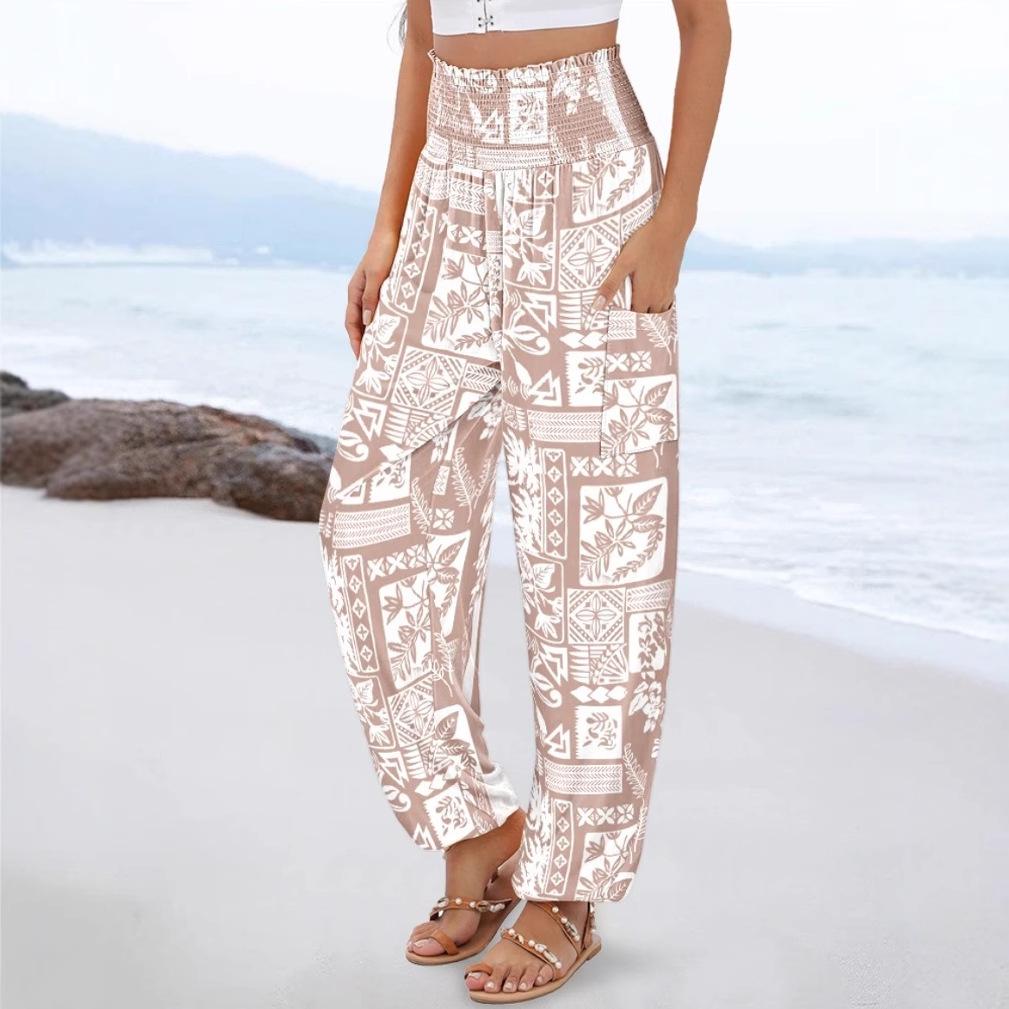 2025 New Style Spring/Summer Women's High-Waisted Printed Casual Long Pants