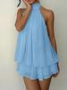 European & American Women's Backless Halter Strap Dress - Holiday Slim Fit with Puffy Short Skirt
