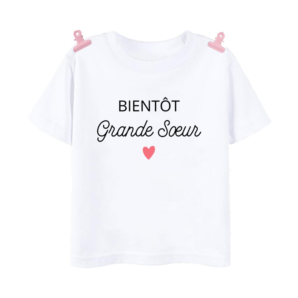 

Big Sister Big Brother in Progress French Printed T-shirt Pregnant Announcement Shirt Kids Tshirt Tops Boys Girls Summer Tee 110