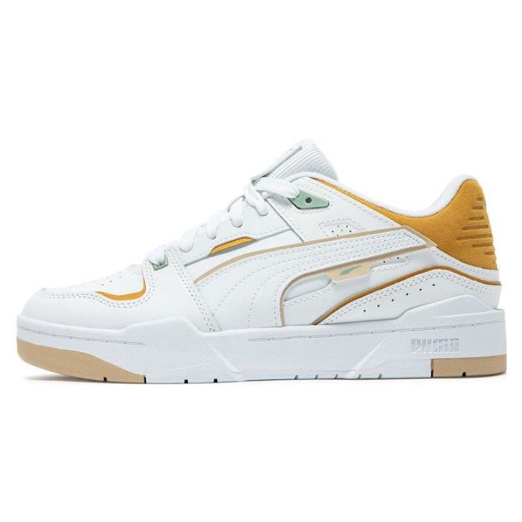 Puma Slipstream Bball Versatile Comfortable Durable Low-Top Sneakers Unisex Sneakers White Yellow 393266-05
