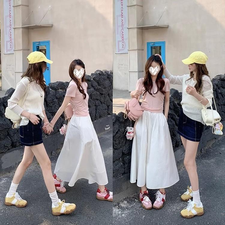 Inner height-increasing mercerized crescent, pearl lace shoelaces, German training shoes, women's 2025 new comfortable