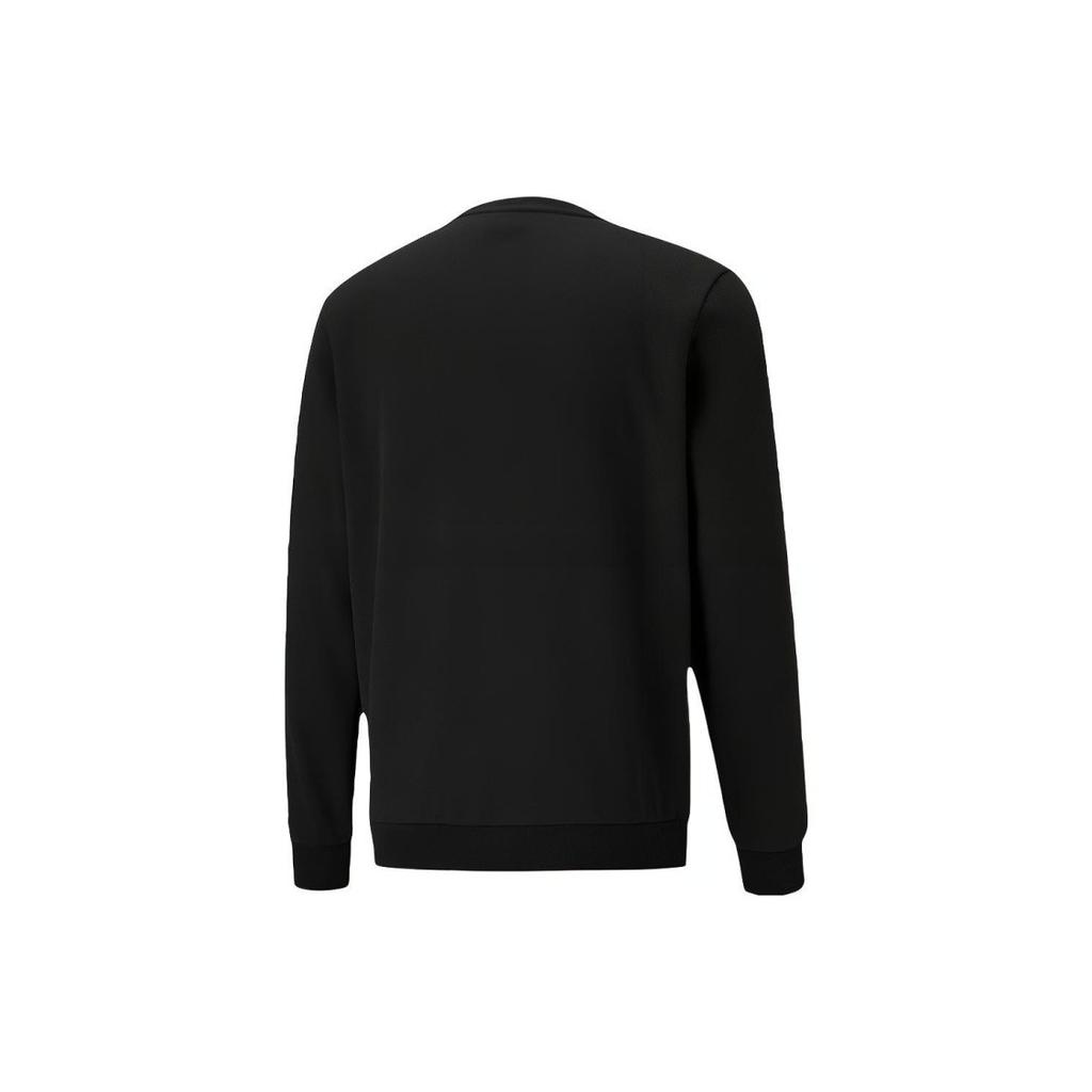 Puma Logo Solid Color Fleece-Lined Casual Crewneck Sweatshirt for Men In Black