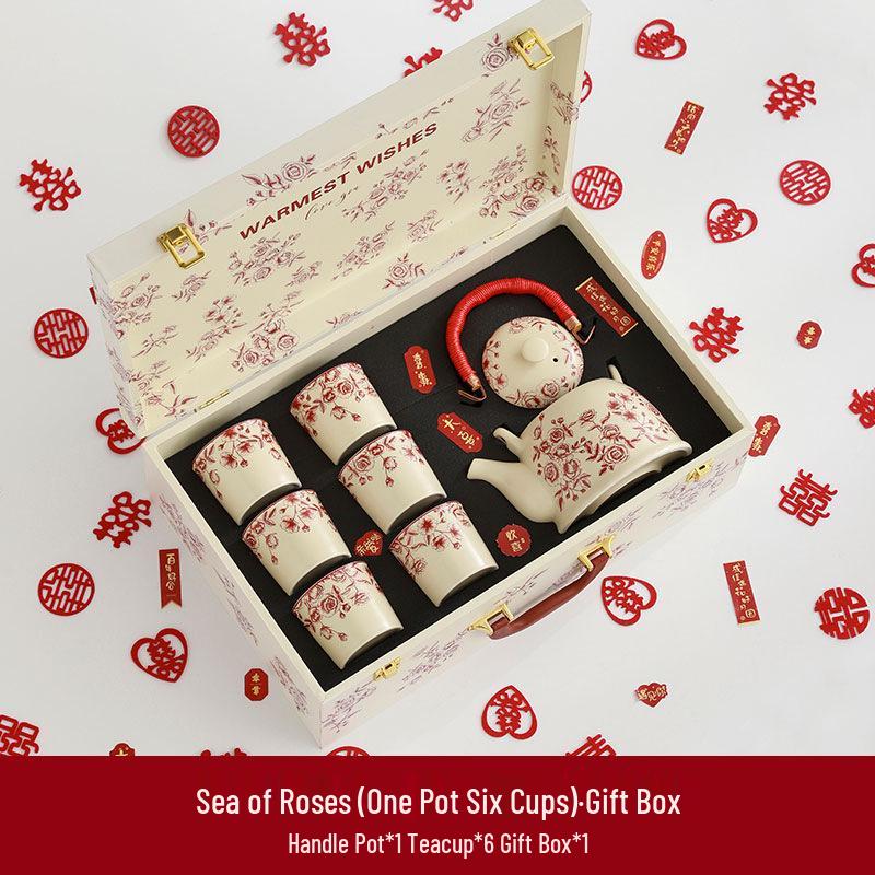 

Керамический чайный сервиз - Идеальный подарок на новоселье, помолвку или свадьбу для лучшей подруги невесты