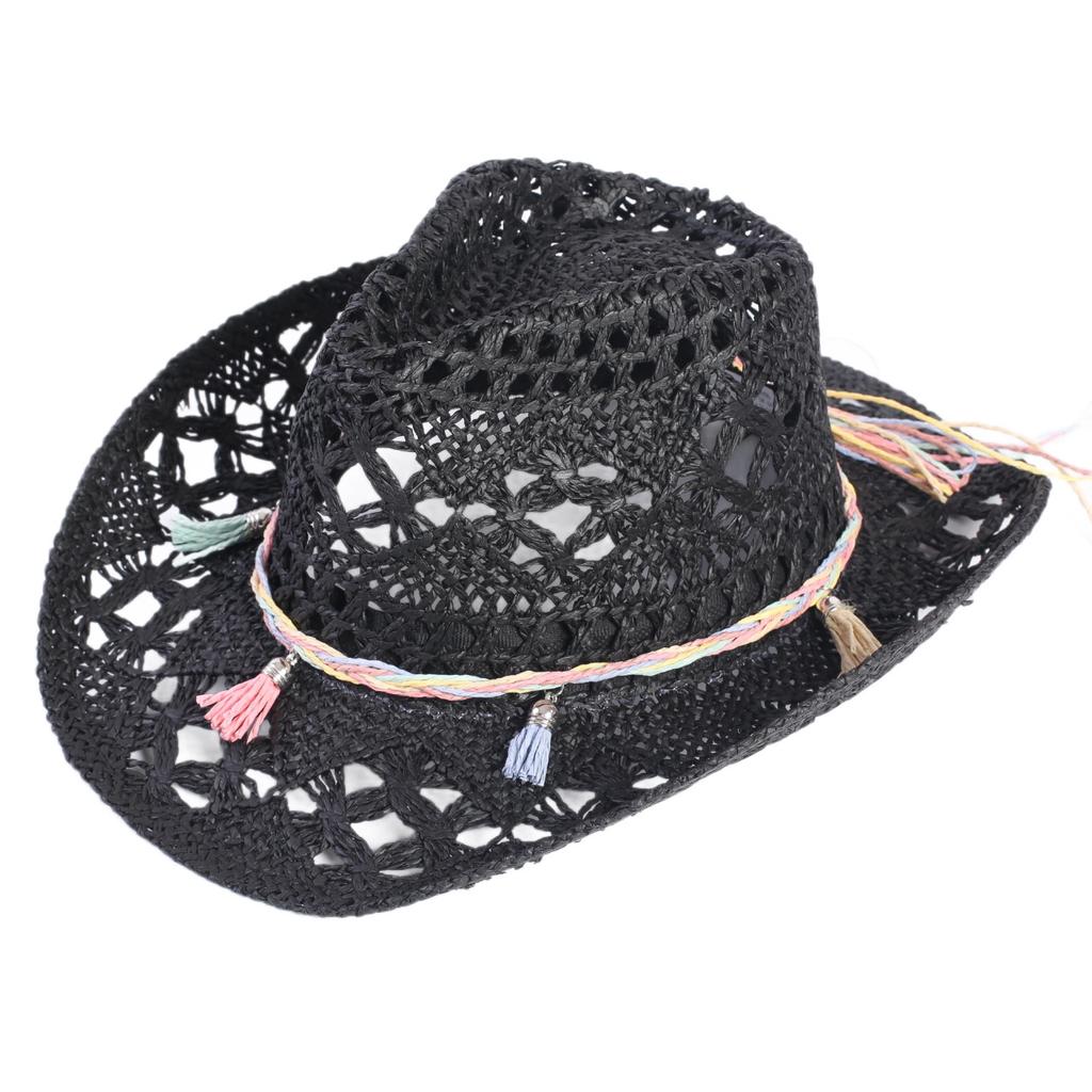 Popular European and American classic hollow western cowboy hat men's and women's fashion vacation breathable sunshade straw hat