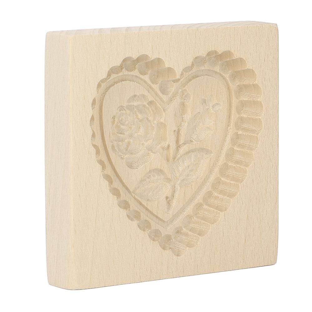 Natural Beech Wood Wooden Cookie Mold Fruit Tree Roses Heart Rose Bunny Flower Biscuit Mould Smooth Surface Rounded Edges