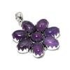 Natural Amethyst Gemstone Silver Flower Pendant in 925 Sterling Silver - Handmade Pear Design, Everyday Wear Jewelry BIrthday Gift