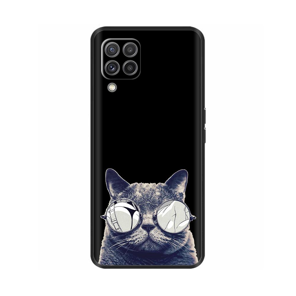 For Samsung A12 M12 F12 Case Stylish Painted Cover Soft Liquid Silicone Phone Case For Galaxy A12 A M F 12 Fundas TPU Capa Black