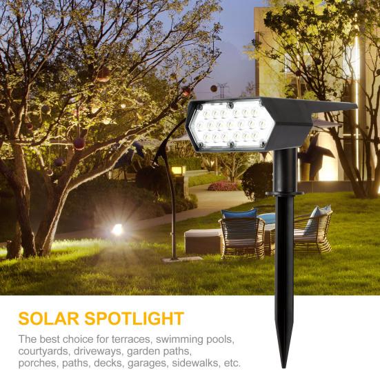1/2 Stück Solarstrahler Außen 2-in-1 Wasserdicht 19 LED-Lampen Einstellbare Landschaft Weiß