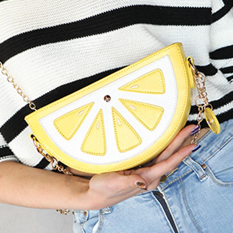 

Summer Female Bag PU Leather Women Bag Cute Fruit Packet Chain Shoulder Messenger Bag Orange Watermelon Strawberry Bag