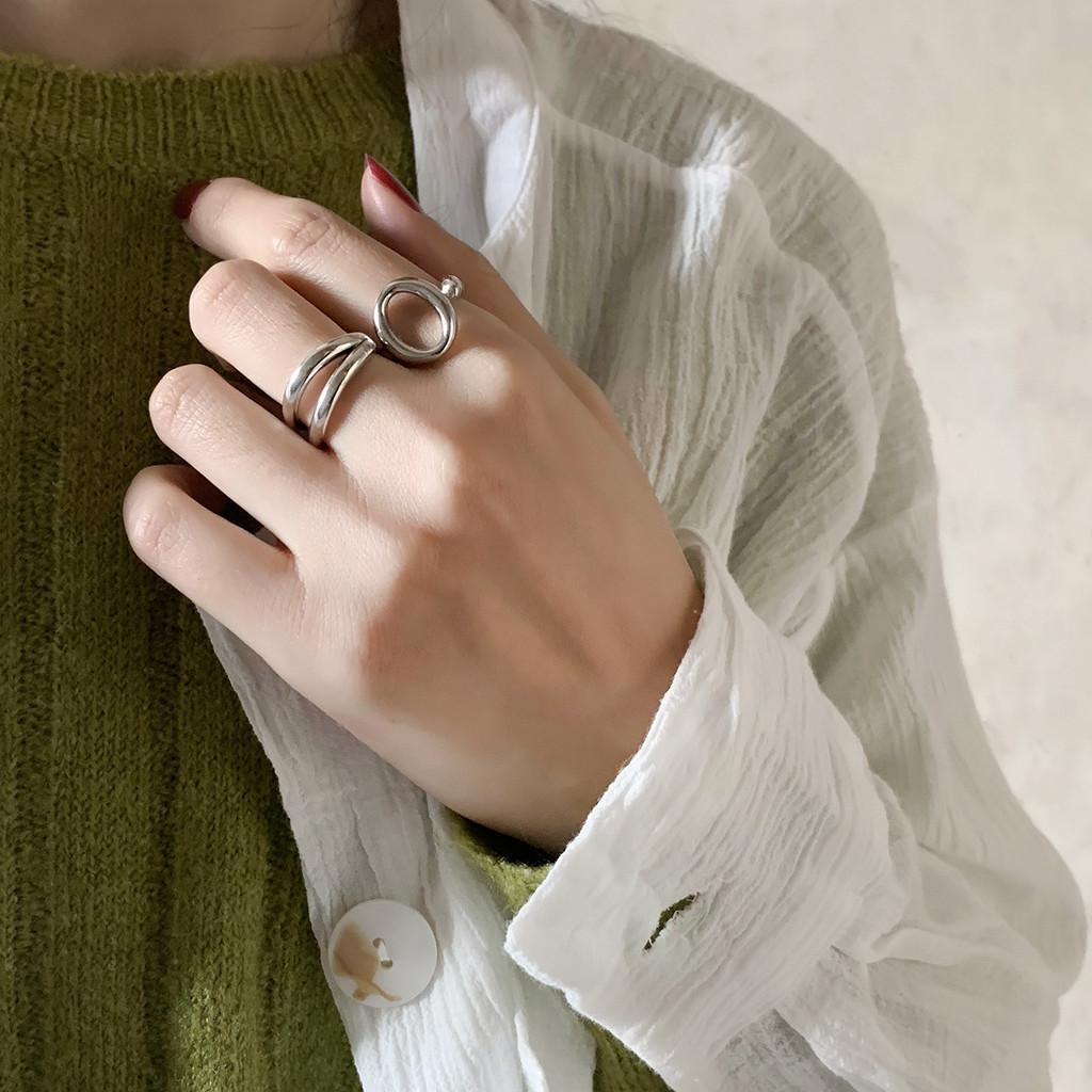 Chic Korean Style 925 Silver Adjustable Ring For Women Unique Accessory Fashionable