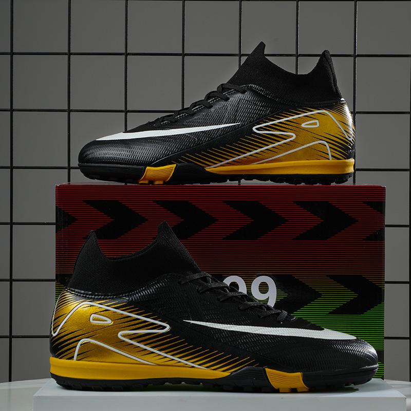 Help European Cup fly-woven football shoes men's high-top TF broken nails grass training shoes