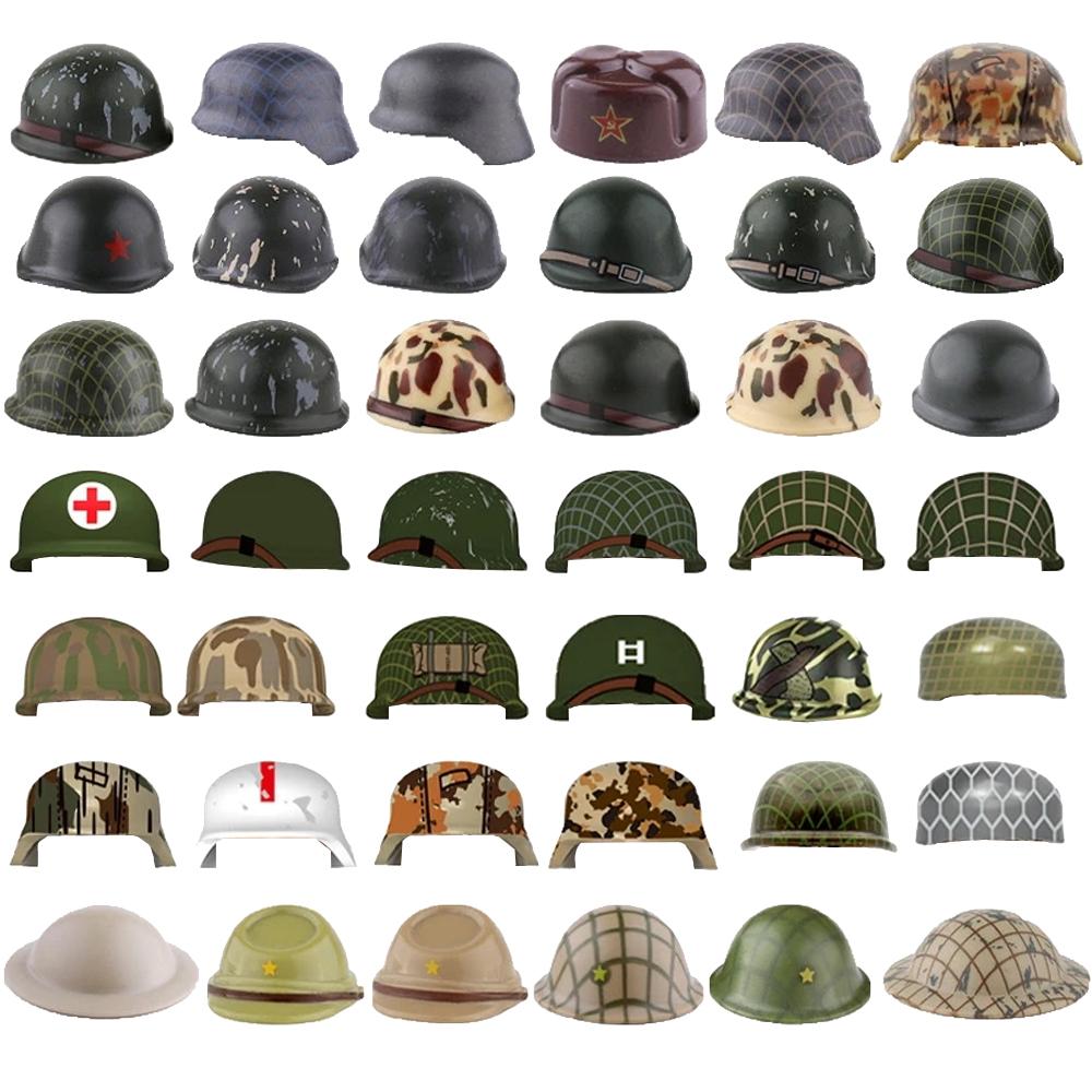 Military WWII MOC Hat Helmet Building Block German  US Soviet Soldier Figure Helmet M1 40 Beret  Accessories Brick Toy Gift K025