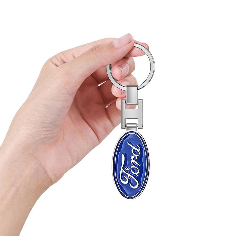3D Styling Metal Car Key Ring Anniversary Badge Keychain Accessories For Ford Focus Mondeo Kuga Fiesta MK7 Escort Explorer Edge 2 4 MK2 MK4