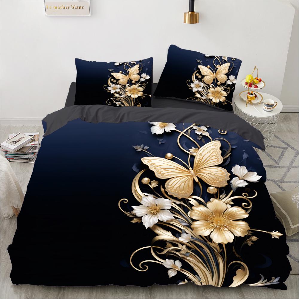 Luxury Flower Bedding Set Famous Anime Duvet Cover Sets Comforter Bed Linen Twin Queen King Single Size Dropshipping Gift
