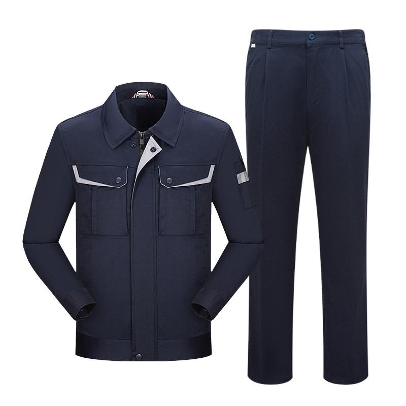 Mens CVC Long Sleeve Work Suit Durable Workshop Uniform Wear-resistant Industrial Workwear