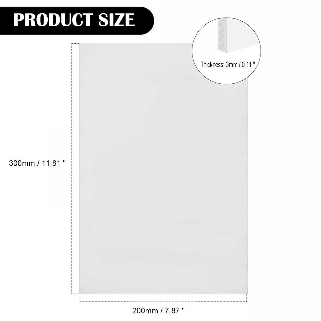 1Pcs Polypropylene Sheet Rigid Plastic Board, Engineering Plastic Sheet Lightweight PP Panel for Cutting , DIY, Water Tank, White  ,Black 200x300mm