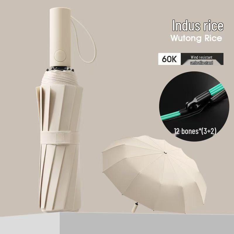 Popular 60-Rib Extra-Large Fully Automatic Black Dual-Use Umbrella for Students & Adults - Custom Logo Option Available