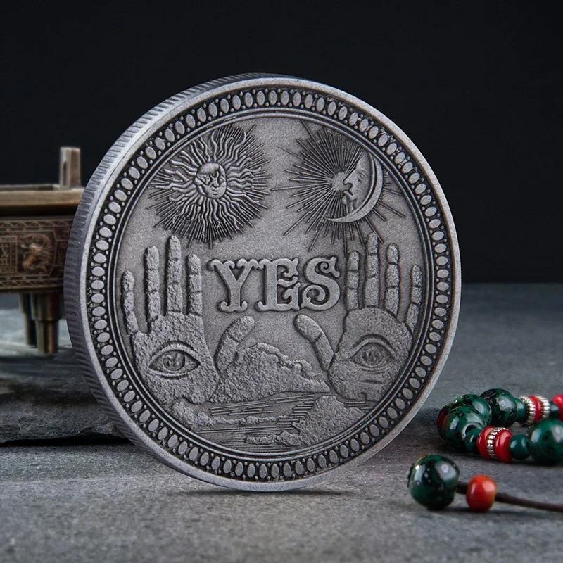 Yes or No Prediction Decision Coin Gothic Double Sided Relief Plating Commemorative Coins Creative Skull Divination Collectibles