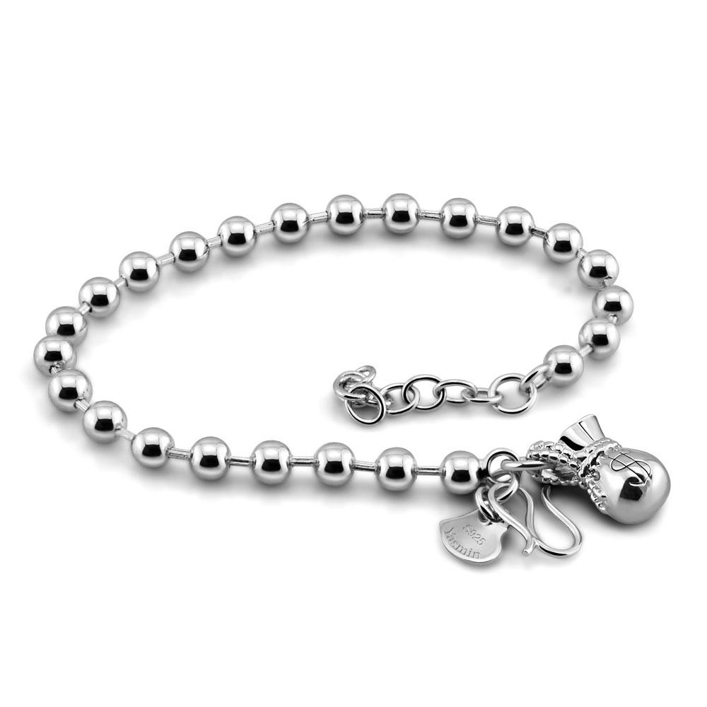 Retro Round Bead Lucky Bag Bracelet Simple Women'S Electroplated Platinum Versatile Money Bag Jewelry