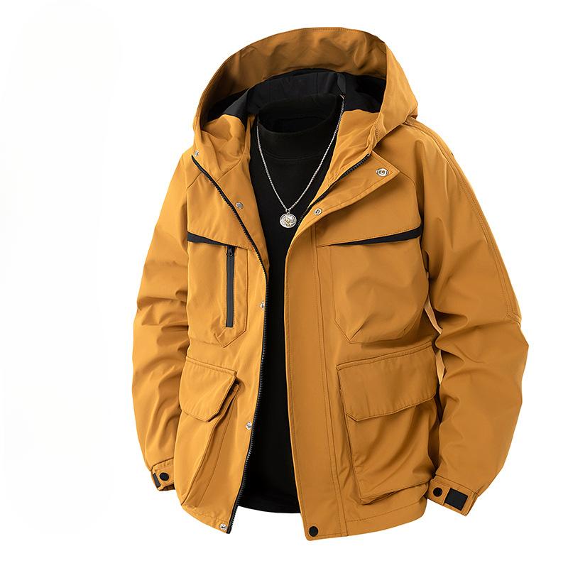 

Work Jacket Men s Spring and Autumn Hooded Trendy Brand Versatile Loose Casual Jacket 3XL
