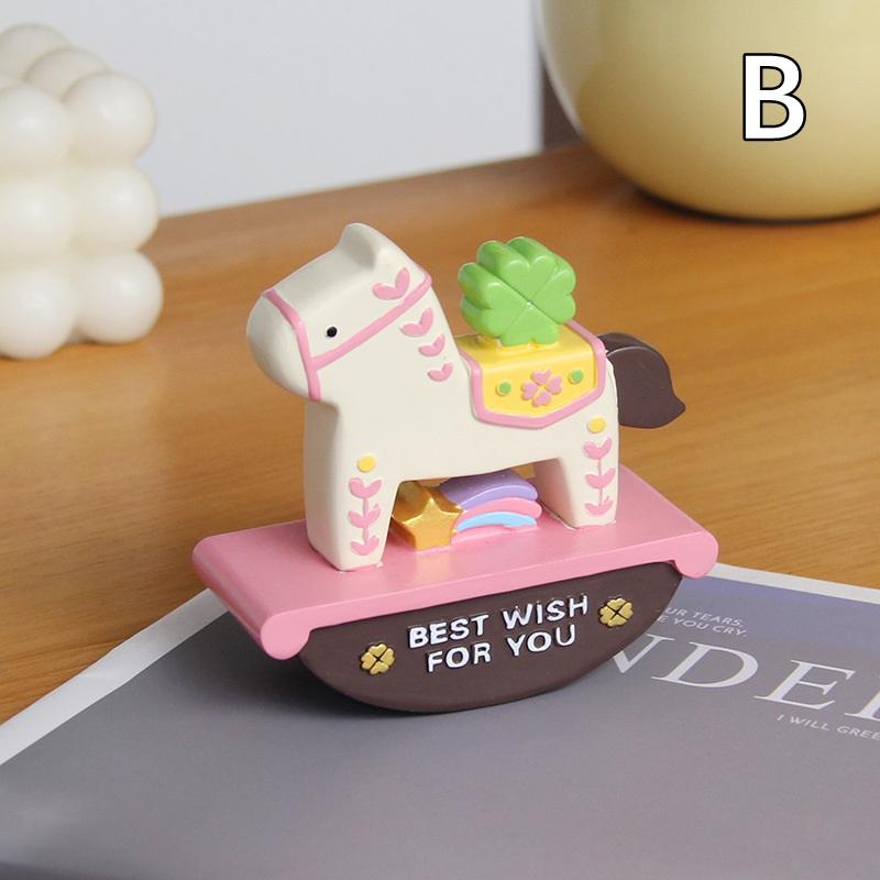 

Cartoon Zodiac Horse Ornaments Handcrafted Shakable Zodiac Horse Decoration Year Of The Horse DIY Craft Rocking Horse Figurine