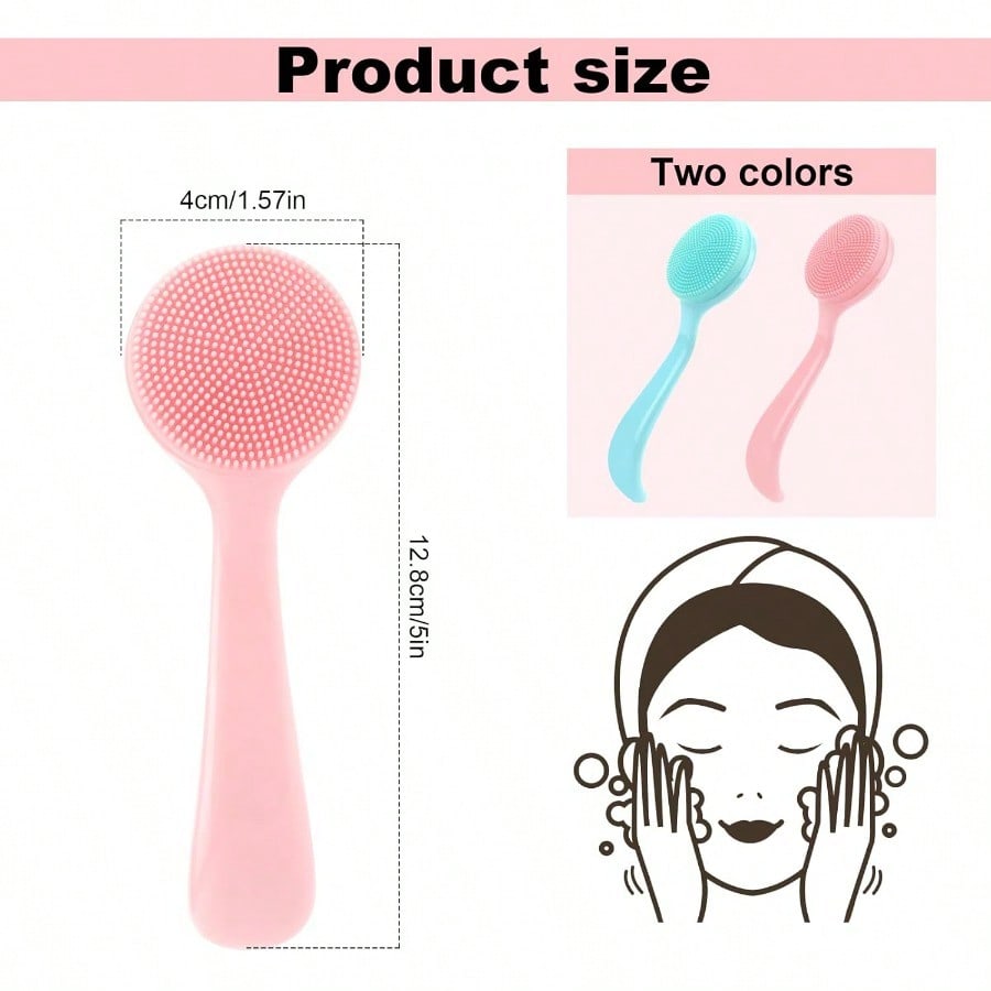1pc Facial Brush Silicone Facial Cleansing Brush Manual Skin Silicone Exfoliating Brush Handheld Face Scrubber Reusable Facial Cleansing Brush