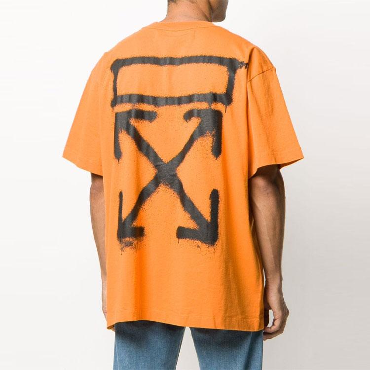 Off-White SS20 Graffiti Arrows Print Crewneck T-Shirt Men Tops Orange OMAA038R201850151910