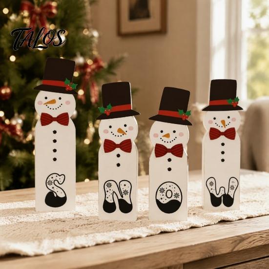 Vintage Style Christmas Signs Wooden Tiered Tray Decor, Santa Reindeer Snowman Figurines Festive Elk for Holiday Tabletop Decorations And Rustic Home