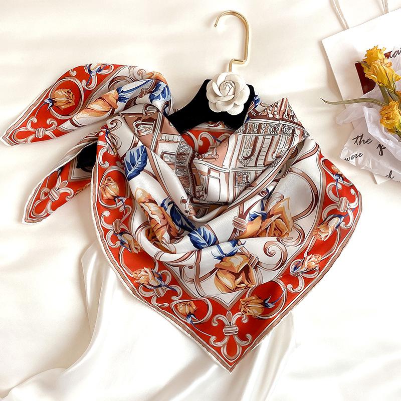 Early Autumn Retro New Twill Large Square Scarf for Women Fashion Printed Decorative Scarf Air Conditioning Shawl Scarf Scarf Scarf