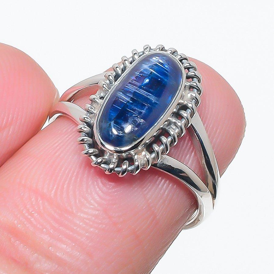 

Natural Blue Kyanite Gemstone Handmade 925 Solid Silver Jewelry Ring Size 6 M9L81
