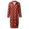 Women Summer Dot Print Long Sleeve Button Long Dress Party Beach Dress