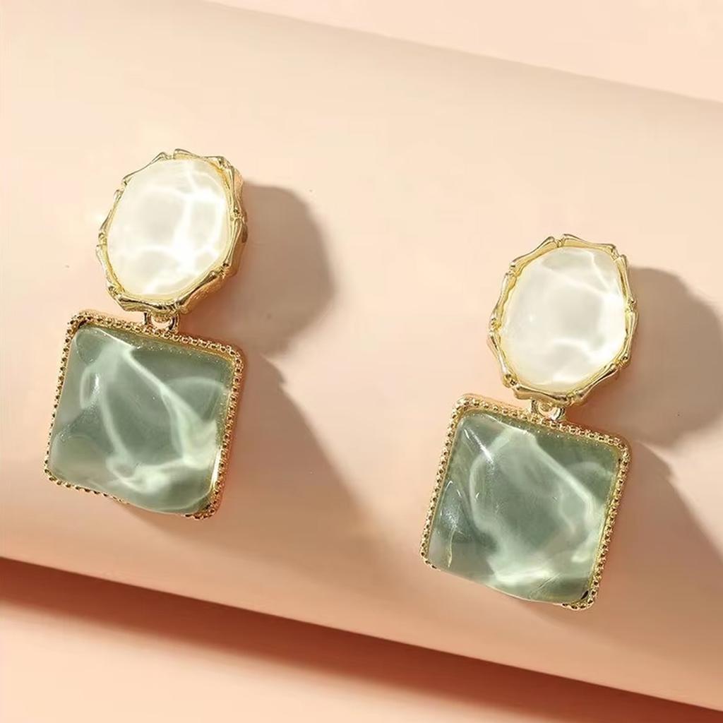 Women Square Crystal Drop Earrings Colorful Glass Stone Dangle Earring Jewelry Accessories
