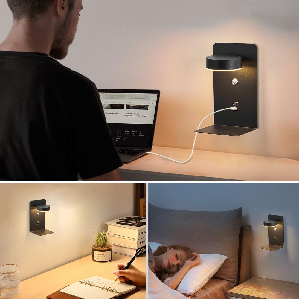 USB Rechargeable LED Wall Light for Bedroom & Study