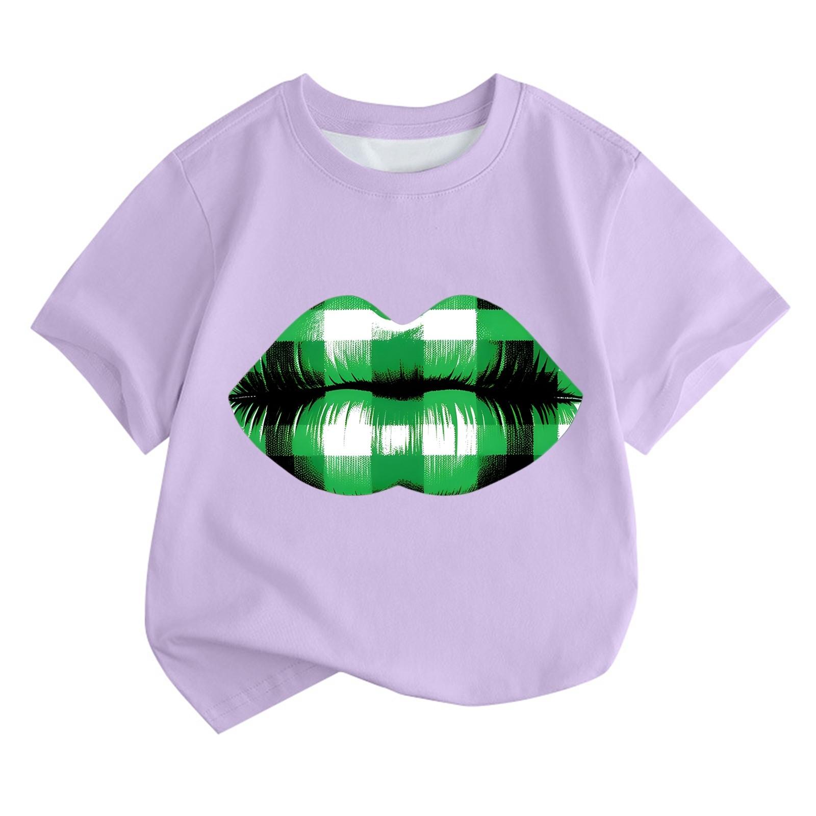 

Мальчики и девочки мода повседневный воротник принтованный короткий рукав топ 150